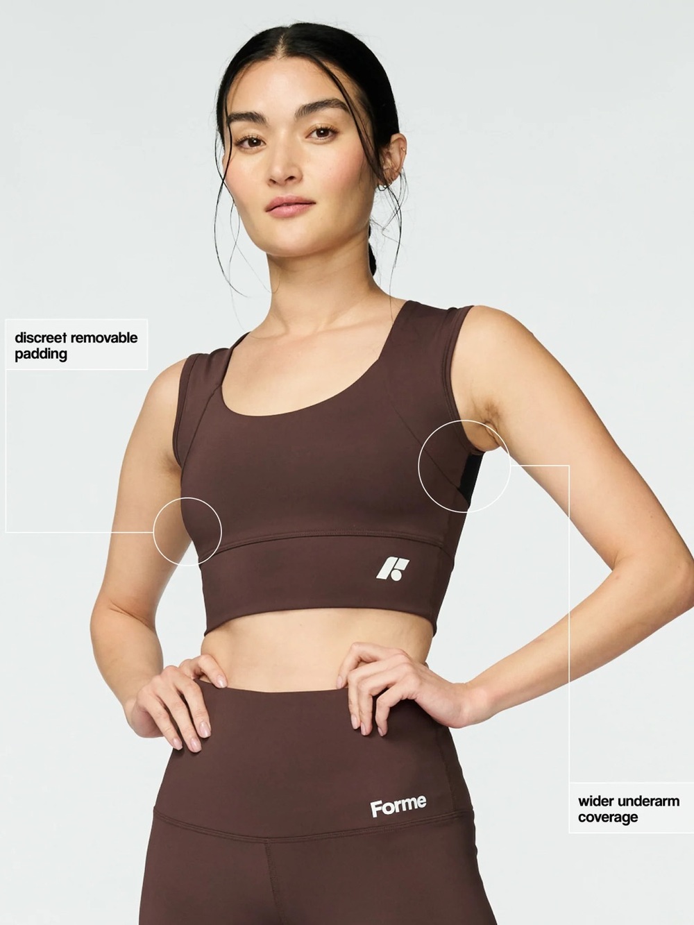 Forme Power+ Sports Bra Chocolate Brown NWT M